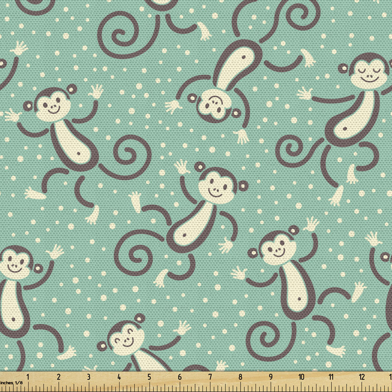 Chantaye Funny Creatures With Curling Tails On A Background Of Polka Dots Multi-Purpose Fabric