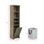 Rangement de salle de bain de 64 po de hauteur avec panier à linge - Armoire grise à 4 tablettes réglables pour espaces de rangement compacts et polyvalents