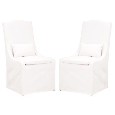 Colette Fabric Parsons Chair in White by LOOMLAN