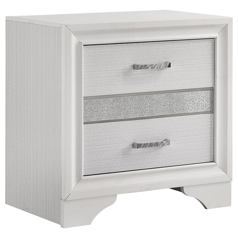 Table de chevet blanche à 2 tiroirs avec plateau à bijoux caché, Blanc