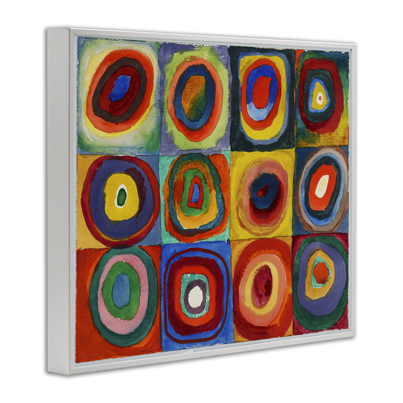 «Kandinsky Classic Circles», estampe numérique encadrée par one1000paintings, Estampe numérique encadrée blanc bord de mer