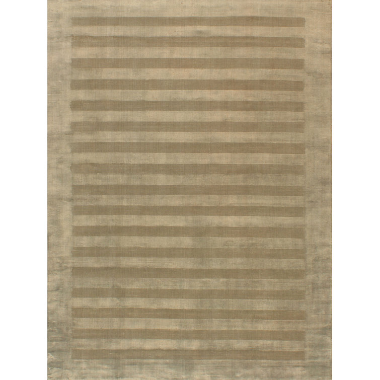Wide Stripe Striped Area Rug in Gold