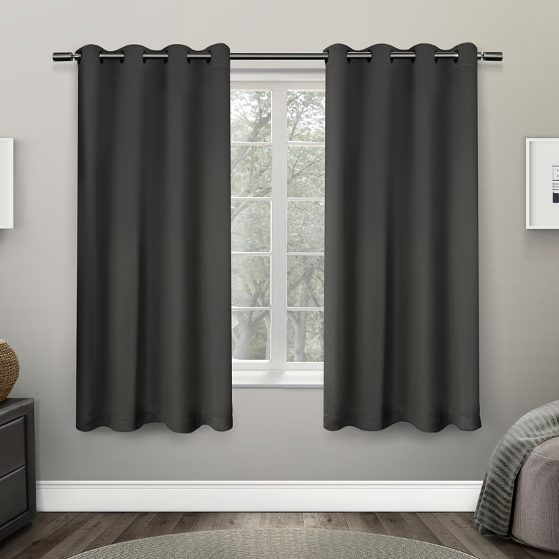 Mcmanus Room Darkening Thermal Grommet Curtain Panels, Charcoal, 52" W x 63" L