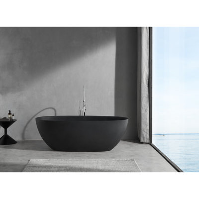 Fronie 65 " L x 29.5 " W Undermount Soaking Solid Surface Bathtub