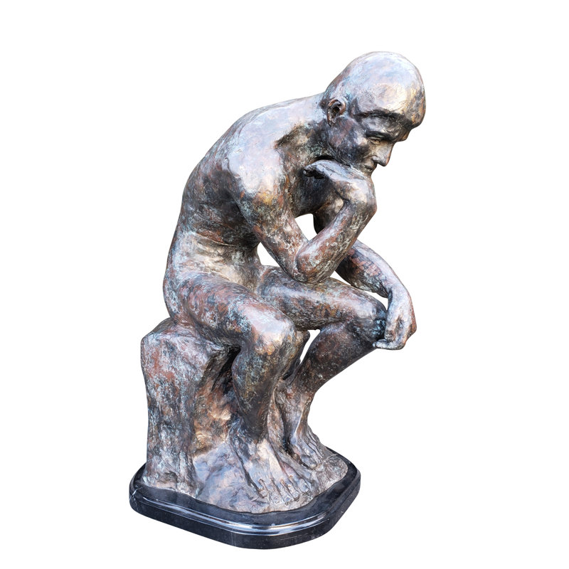 La réplique de la statue en bronze The Thinker - Taille: L 16 po x l 12 po x H 24 po.