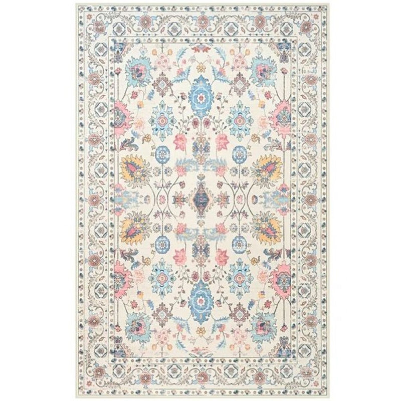 Large Oriental Floral Living Room Rug Washable Bedroom Rug Non-Slip Colorful Vintage Accent Floor Carpet For Home Decor
