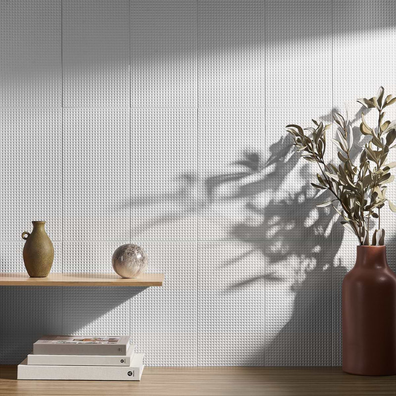 Kinzie 8x16 Waffle Textured Matte Ceramic Tile, White