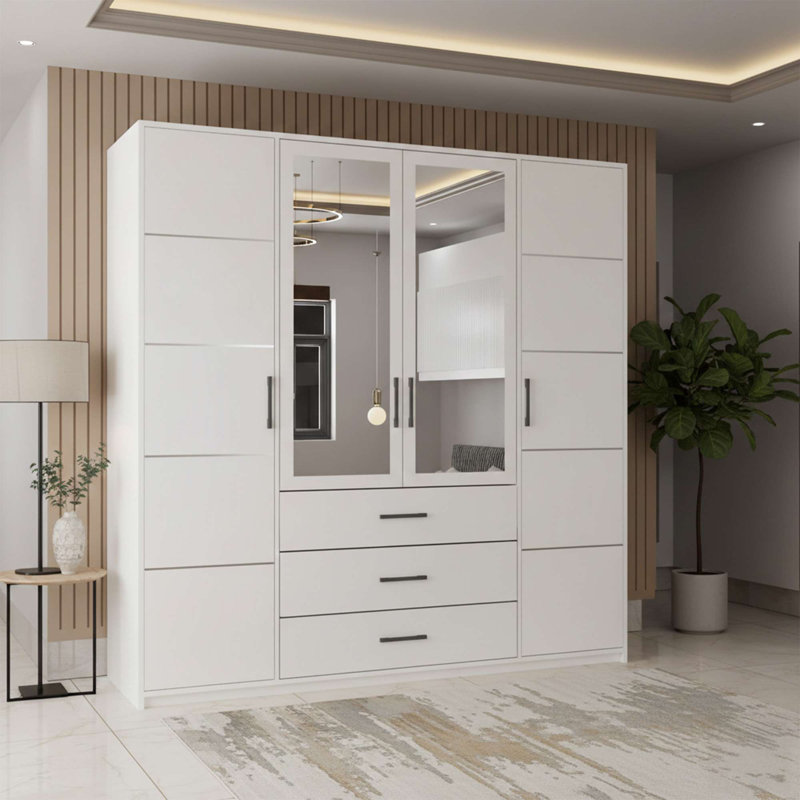 4 Door Manufactured Wood Wardrobe, White