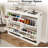 Entryway Shoe Storage Cabinet with 4 Front Panels, Louvered Style Design and Top Shelf, Space-Saving Shoe Organizer for Hallway, Foyer, Bedroom, White-129850818