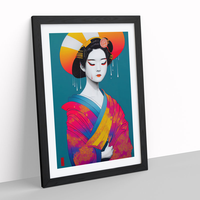 Paint Drip Geisha No.1 - Wall Art, Black, 64cm H x 46cm W x 2cm D
