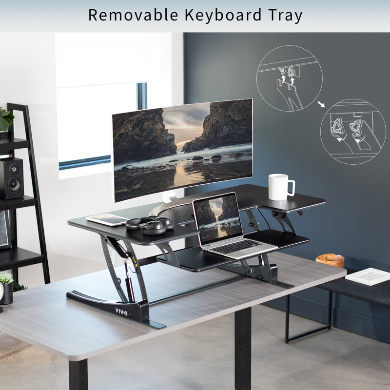 VIVO Black 48" Height Adjustable Standing Desk Converter with Keyboard Tray