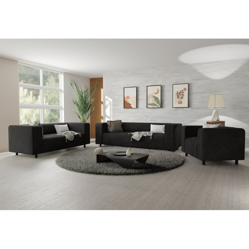 Sofie 3 - Piece Living Room Set, Black