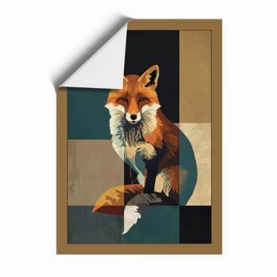 Geometric Fox Portrait Modern - Framed Print