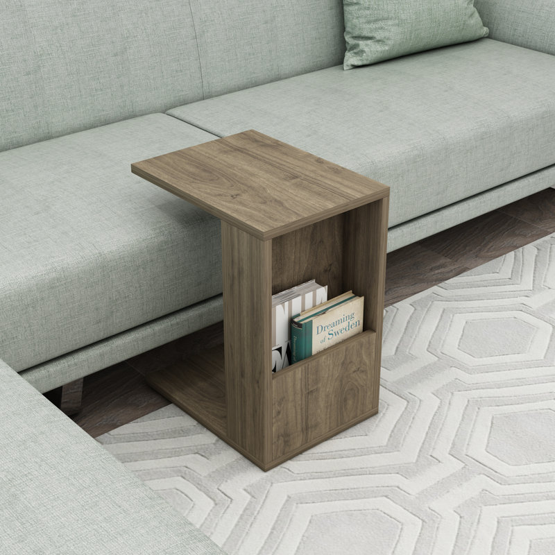 Side End Table With Storage Shelf Charles, Walnut