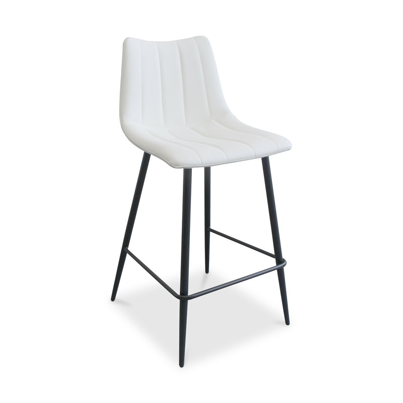Finnigan Counter & Bar Stool, Counter Stool (26" Seat Height), Ivory/Faux Leather