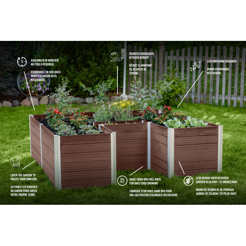 Urbana Keyhole Composting Raised Garden Bed, Brown