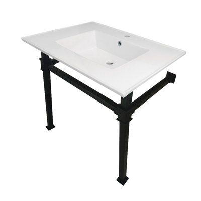 Kingston Brass Monarch 31-Inch Ceramic Console Sink with Stainless Steel Legs (1-Hole)
