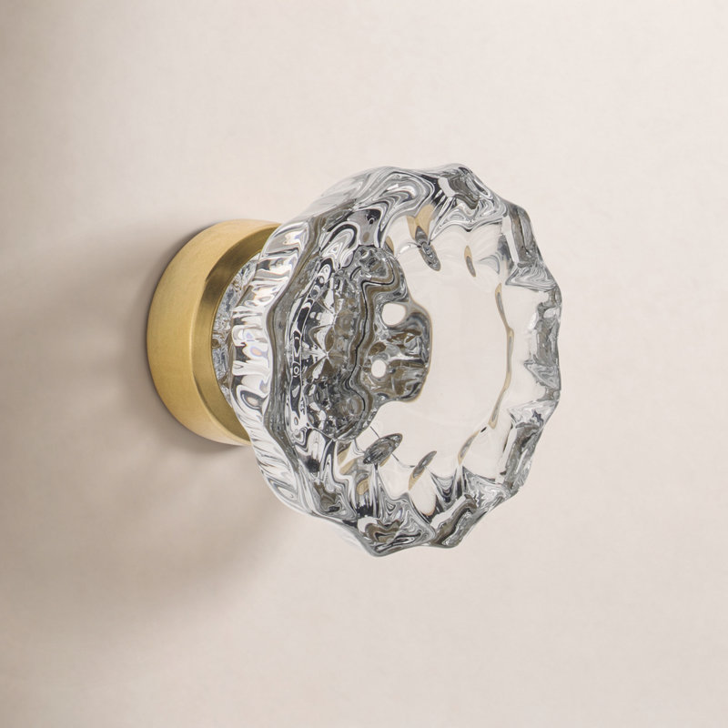 Crystal 1 3/8" Cabinet Knob, Unlacquered Brass