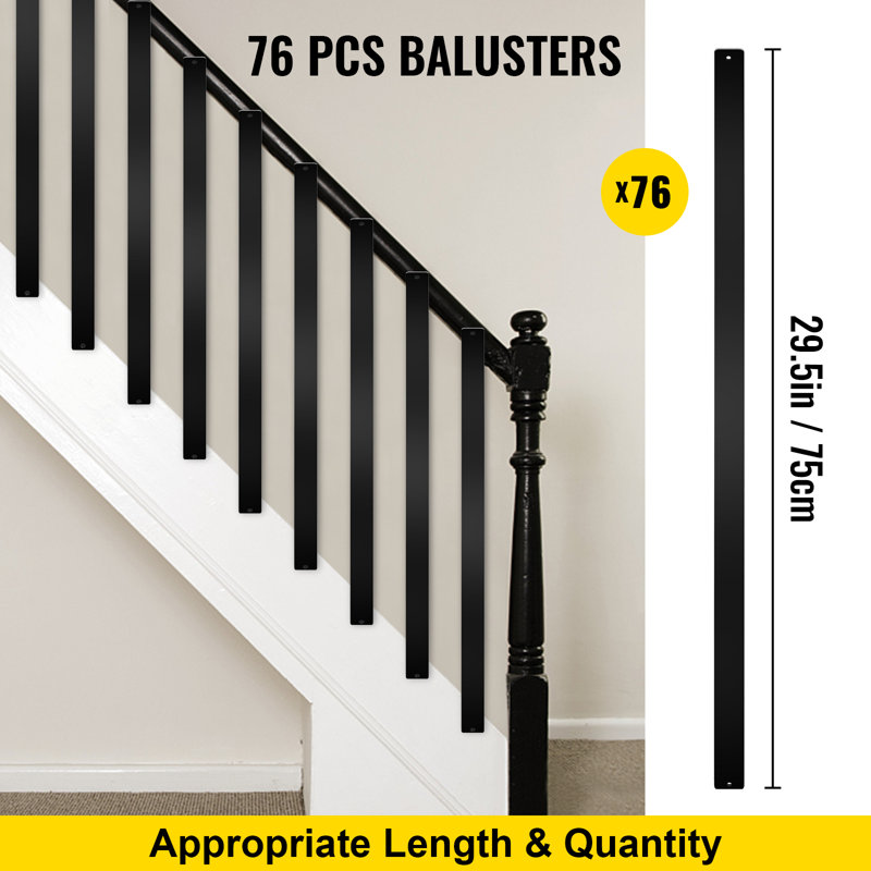 Ensemble de balustres d'escalier en métal H 29,5 po x l 1 po x P 0,1 po