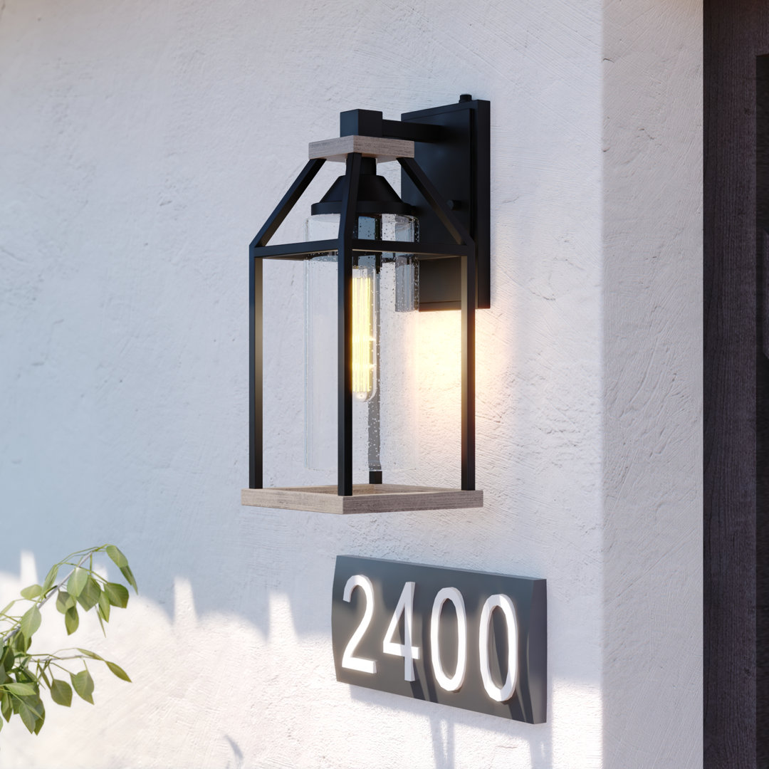 Adelgund Black 1 - Bulb 15" H Outdoor Wall Lantern with Dusk to Dawn 17 Stories