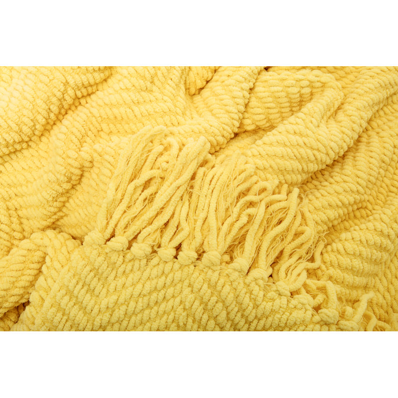 Jeté tricoté texturé , Jaune, l 65 po x L 50