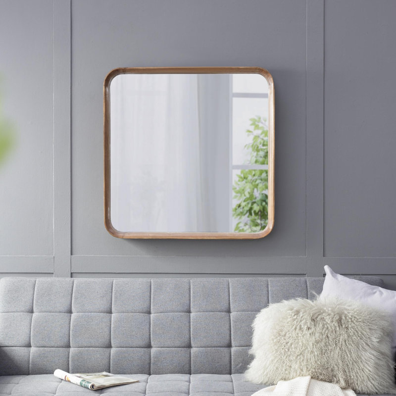 Miroir carré avec cadre en bois