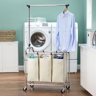 Rebrilliant Metal Rolling Laundry Center with Handles & Reviews | Wayfair