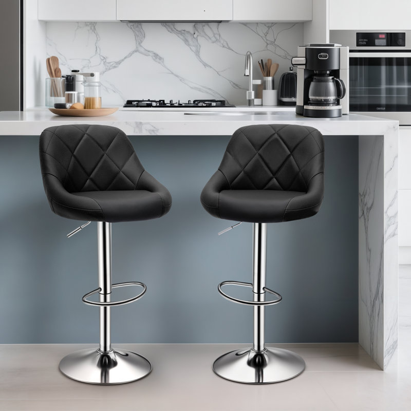 Counter Height Bar Stools Height Adjustable Swivel Bartools Kitchen Counter Stools Dining Chairs, White, 2
