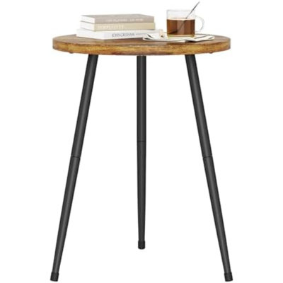 Table d'appoint ronde, petite table de chevet d'intérieur, table de chevet industrielle en métal noir pour petits espaces, idéale pour la chambre, le salon ou le bureau.