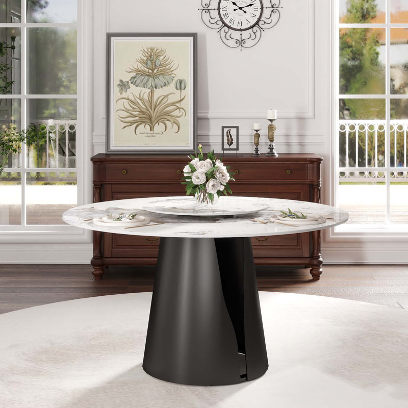 Table de salle à manger Modern, H 29,53 po x L 59,05 po x l 59,05 po, Blanc Pandora