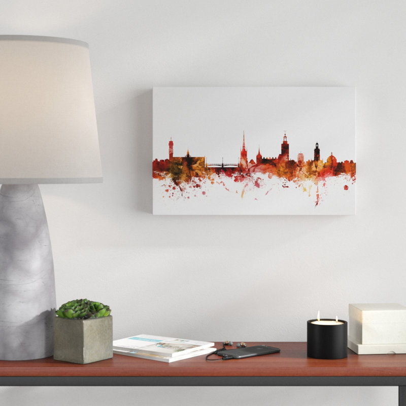 « stockholm suède horizon rouge », impression sur toile tendue, H 16 po x l 24 po x P 2 po