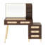 Coiffeuse avec miroir rétro éclairé, coiffeuse en rotin avec 5 tiroirs et tablettes de rangement-547451809