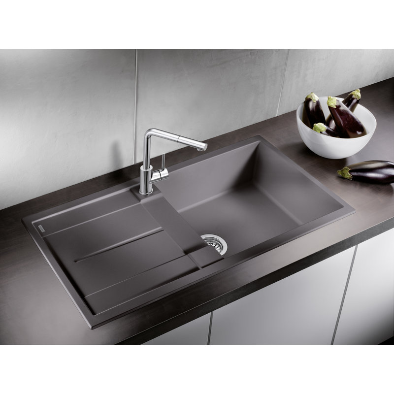 Metra Xl Single Bowl Inset Kitchen Sink, Rock Grey