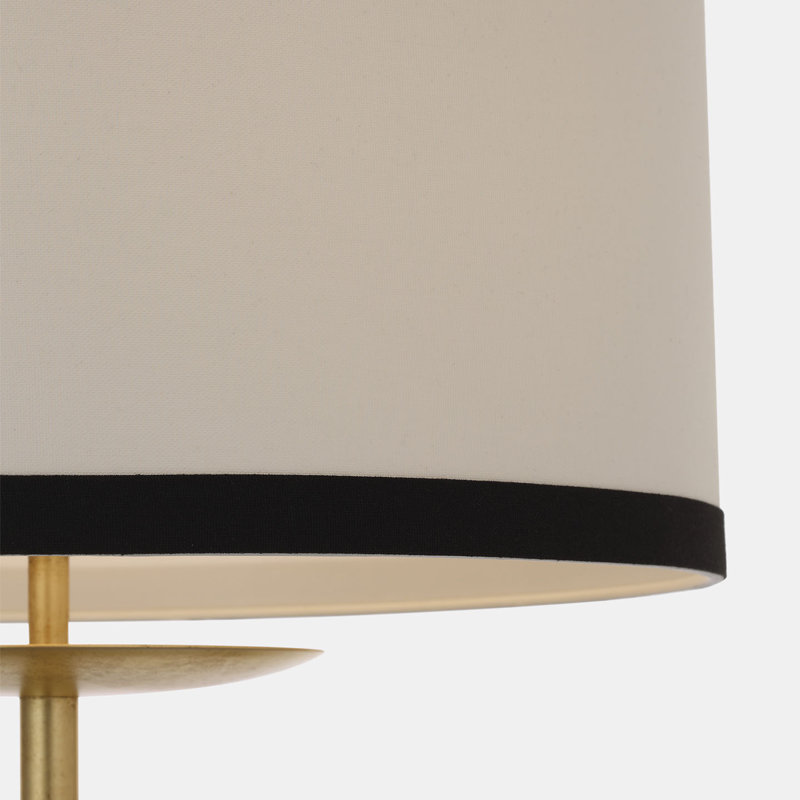 kate spade new york Walker 58" Cordless Floor Lamp with Linen Shade, Gild, White/Black