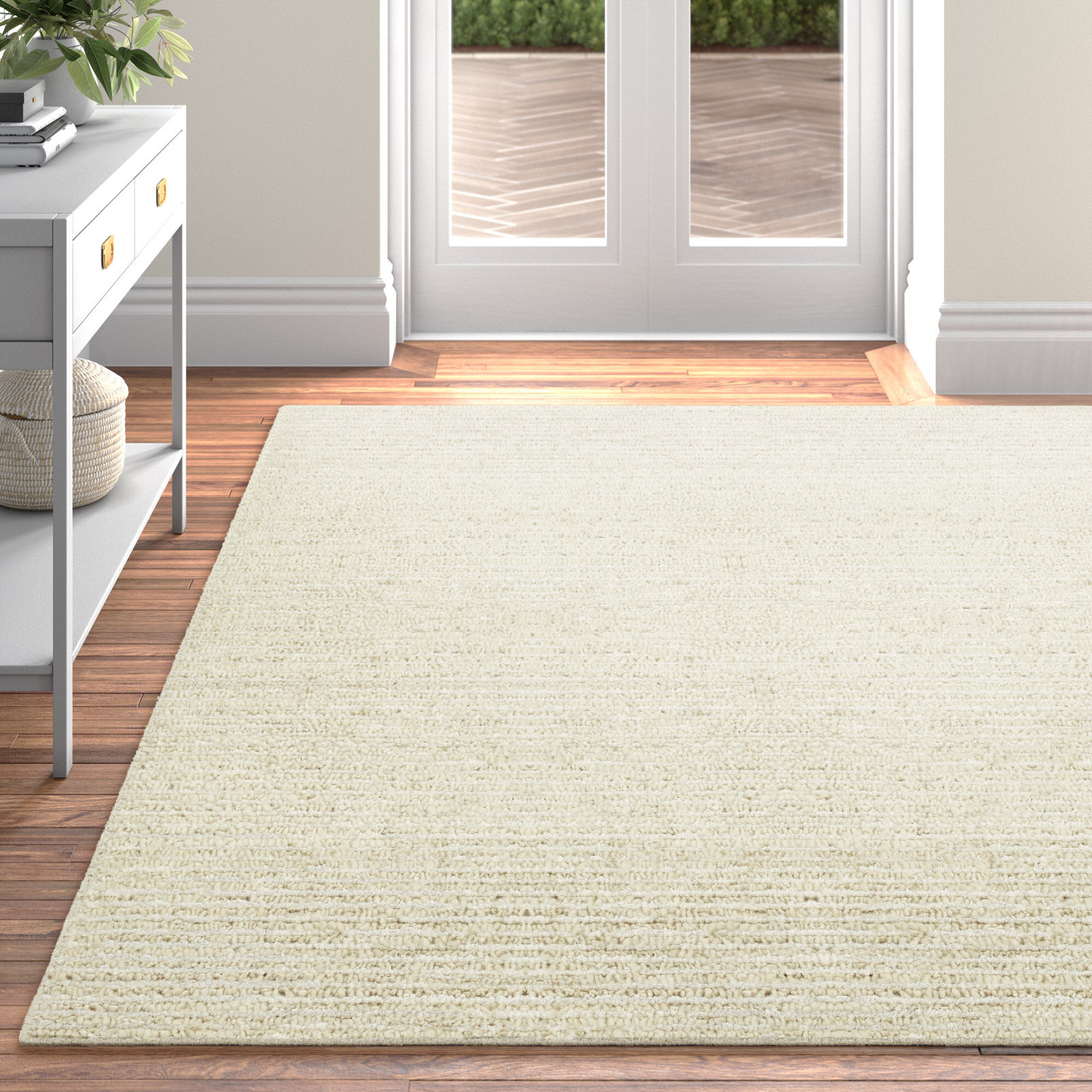 Amhurst Handmade Wool Cream Rug, Rectangle 6' x 9'