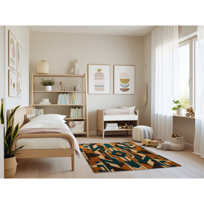 Tapis gris art déco lavable à la machine, Rectangle 4pi x 6 pi