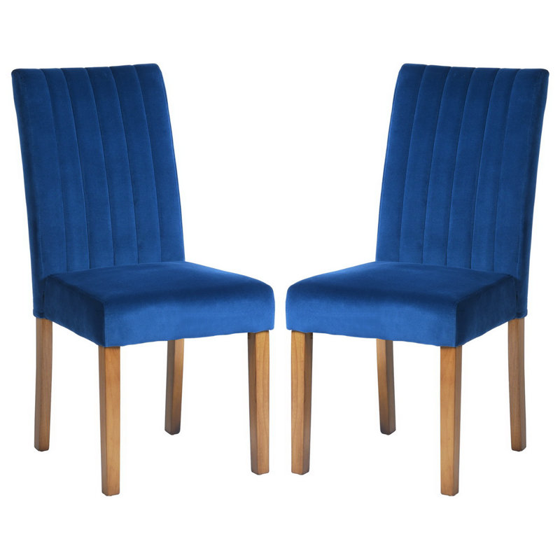 Beley Upholstered Dining Chair, Blue, Oak