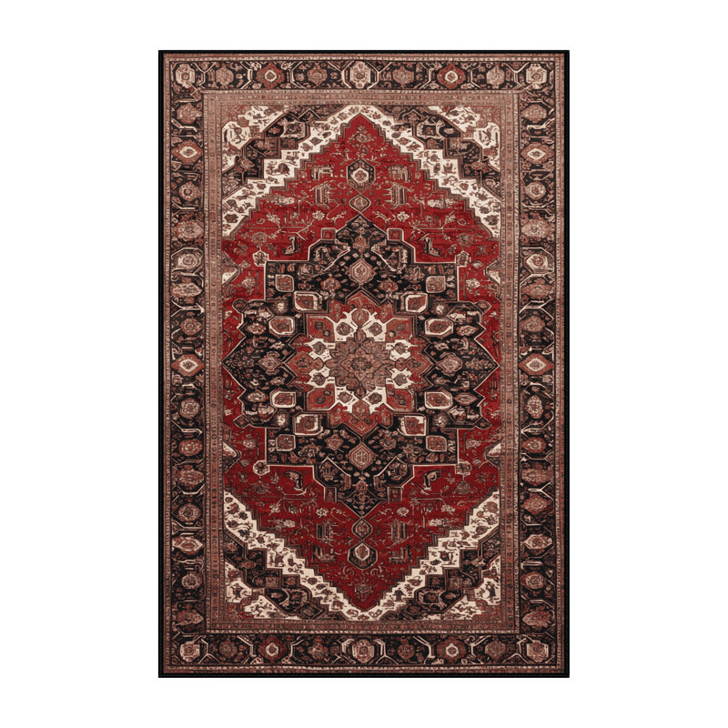 Machine Washable Persian Brown Area Rug, Rectangle 5' x 8'
