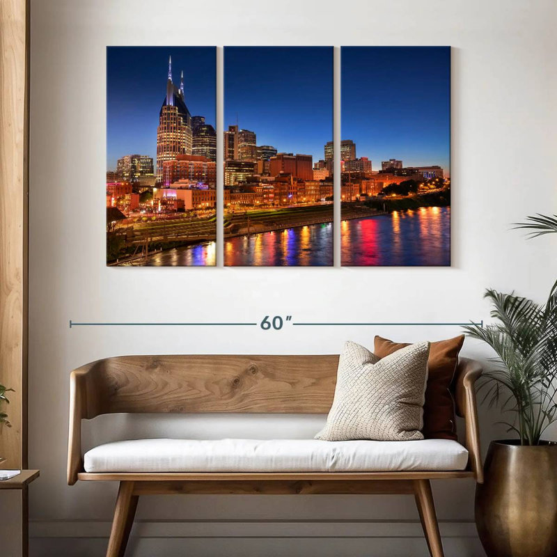 Lumières Sirci du centre-ville de Nashville, H 32 po x l 50 po
