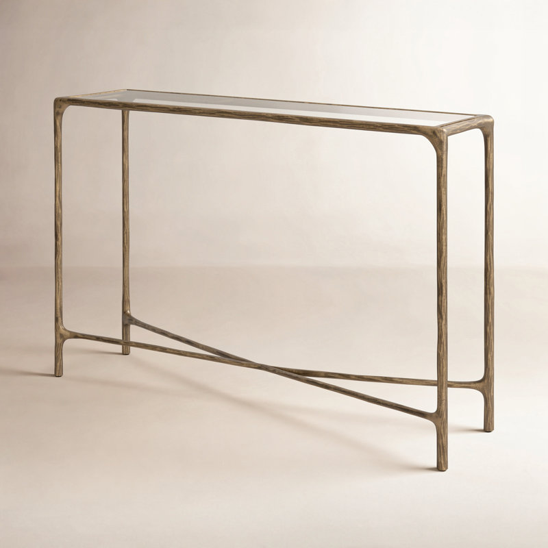 Evelynn 48'' Console Table, Brass, Clear