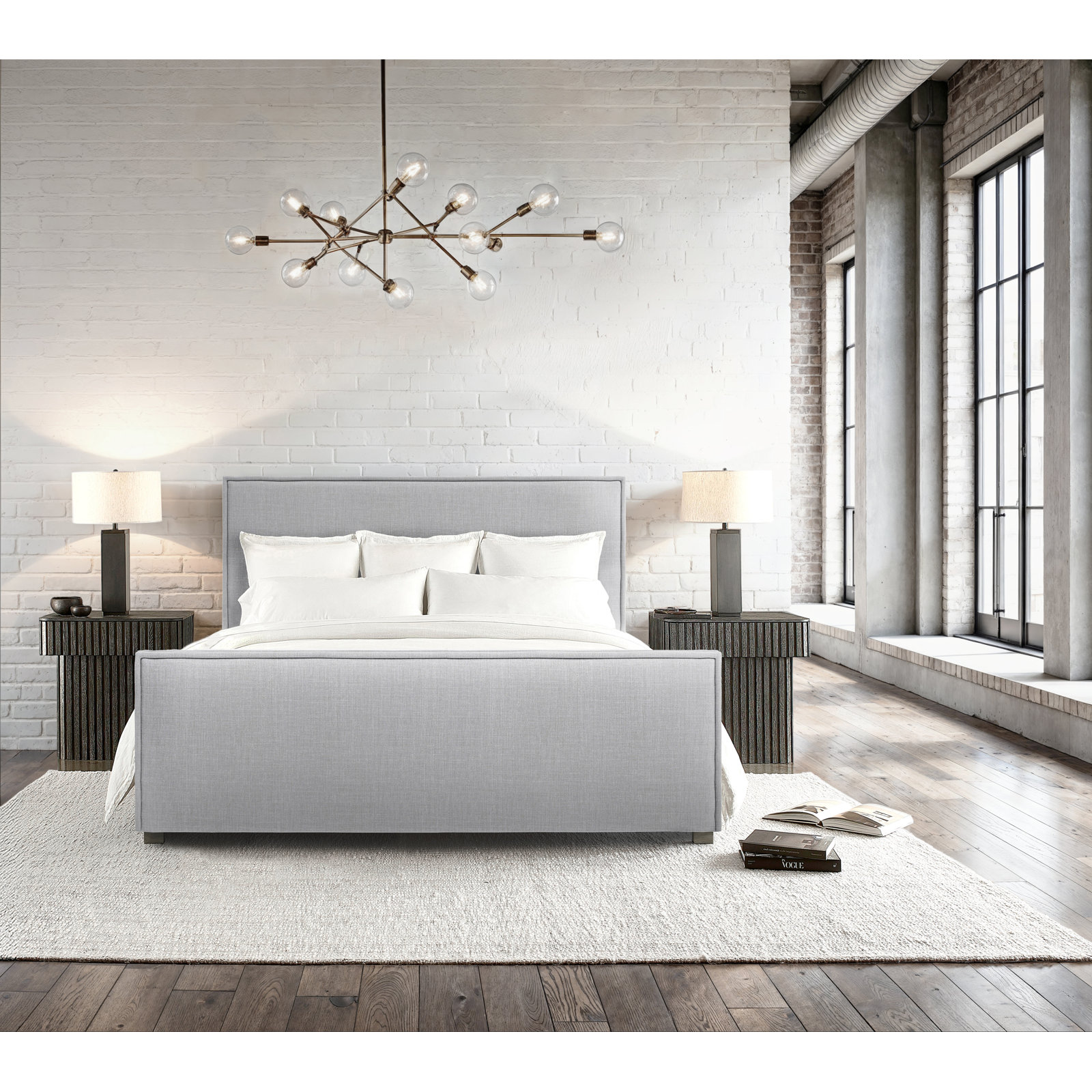 Sawyer Upholstered Panel Bed, King, Pebble