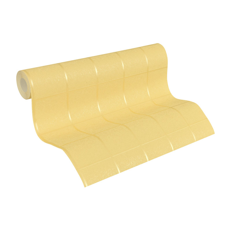 Galileah 10.05m x 53cm Matte Wallpaper Roll, Yellow/Silver