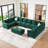 Shavera 155.8" W Velvet Upholstered 8-Person Sectional with Ottoman-2030214825