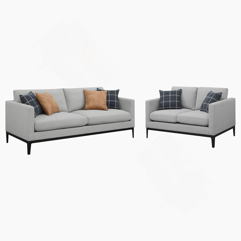 Ensemble de salon contemporain deux pièces avec accoudoirs et coussins moelleux pour recevoir et se détendre confortablement