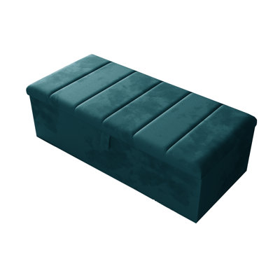 Alakay 102cm Wide Rectangle Striped Ottoman Storage Box with Hydrolic Arm