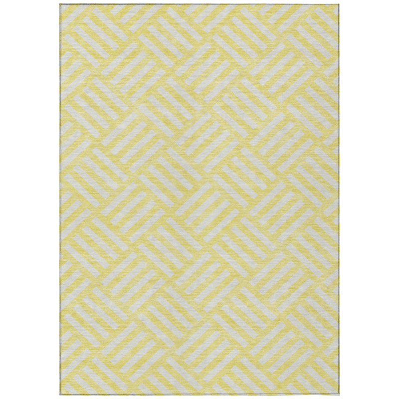 Tapis intérieur et extérieur lavable 8 pi x 10 pi jaune et ivoire