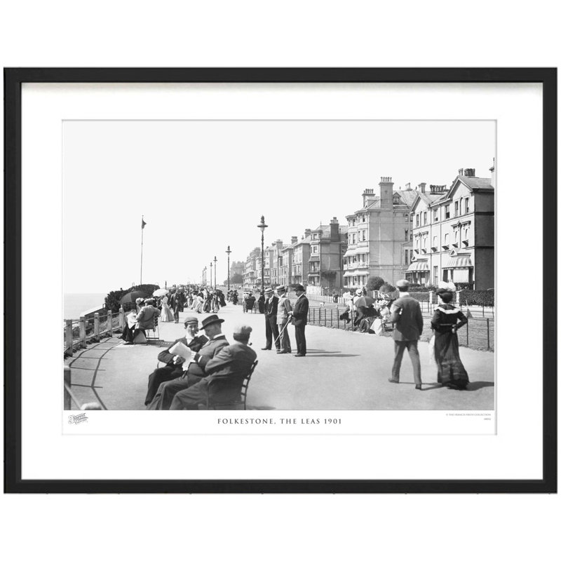 Folkestone, The Leas 1901 - Single Picture Frame Print, 60cm H x 80cm W x 2.3cm D, Light Grey/Black