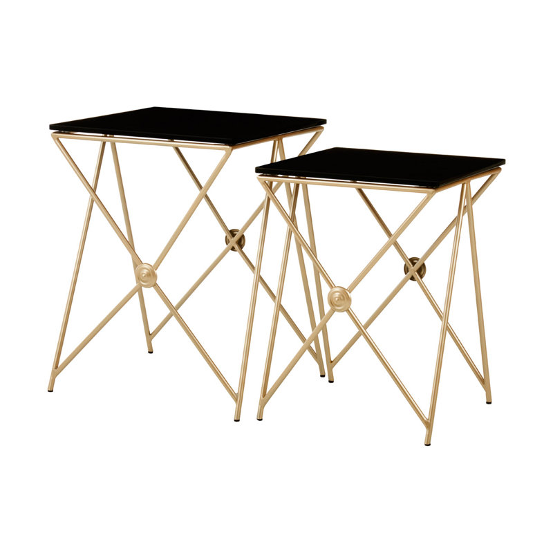 Wilcox Glass Top Cross Legs Nesting Tables