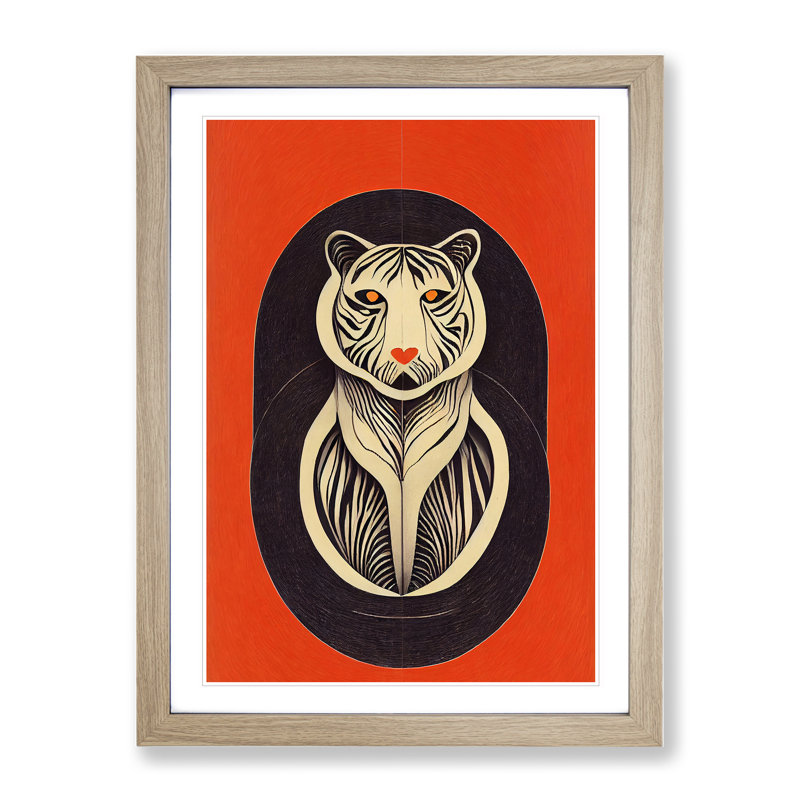 Tiger Nouveau No.2 - Framed Print, Oak Framed, 46cm H x 34cm W x 2cm D