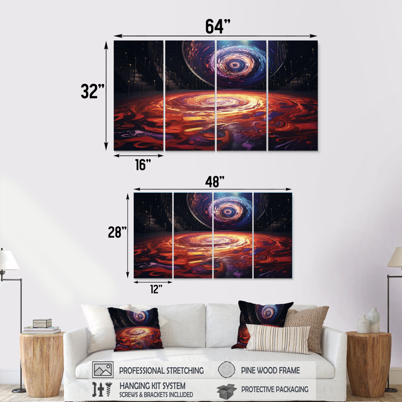 Spiral Galaxy Cosmic Whirls - Space Paysages, ensemble de 4 décorations murales, 28" H x 48" W